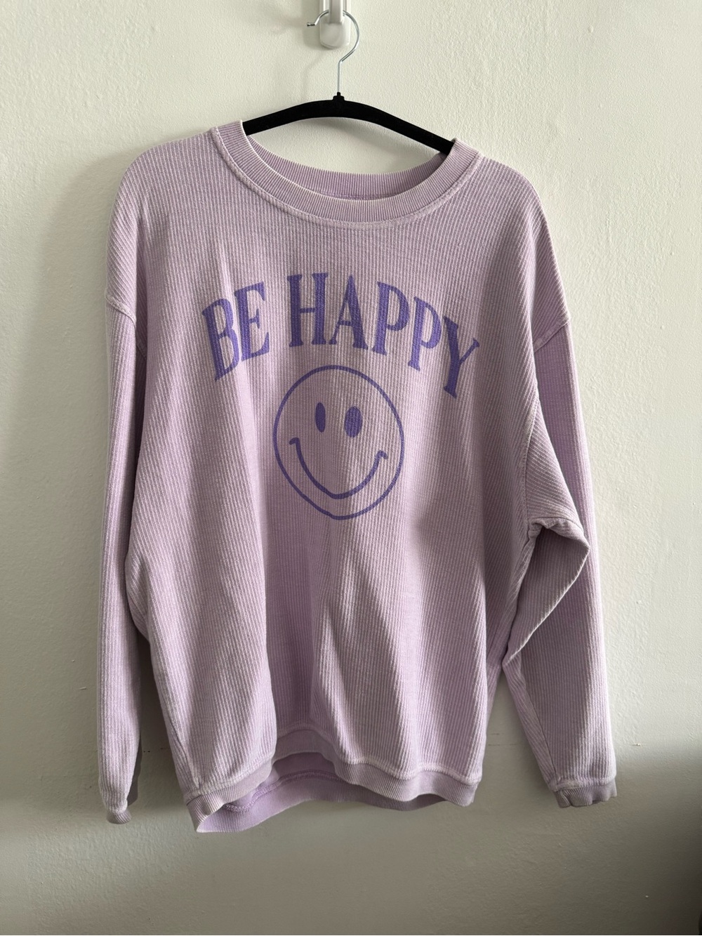 Be Happy Lavender Graphic Sweater